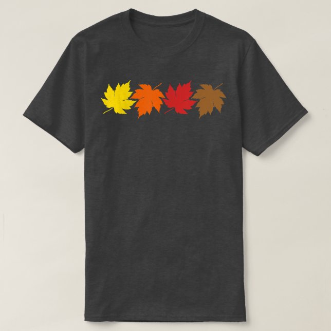 T-shirt Feuilles et hommes ou femmes d'automne en octobre  (Design devant)