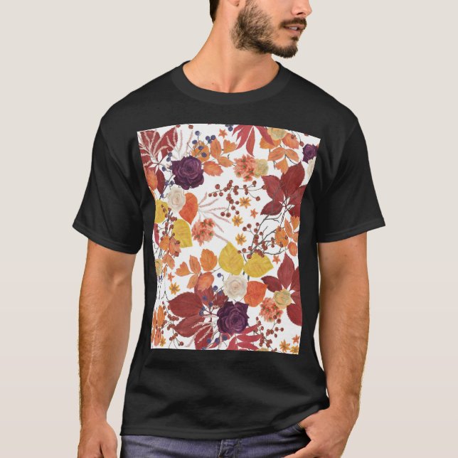 T-shirt Feuilles et Roses de l'automne (Devant)