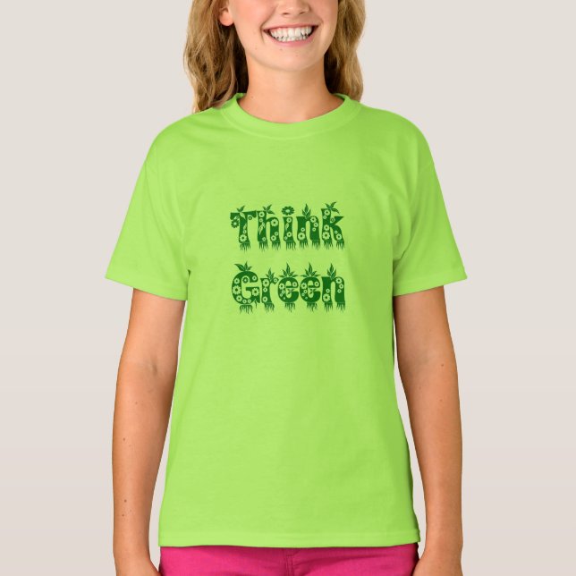 T-shirt Feuilles & Fleurs "Think Green" (Devant)