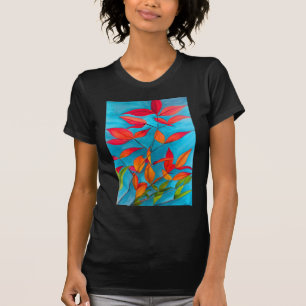 T-shirt Feuilles orange Art à l'aquarelle originale d'Auto