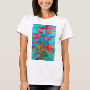 T-shirt Feuilles orange Art à l'aquarelle originale d'Auto