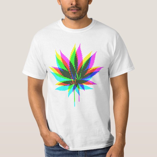 T-shirt Feuilles Plantes sauvages - couleur néon + vos idé (Devant)