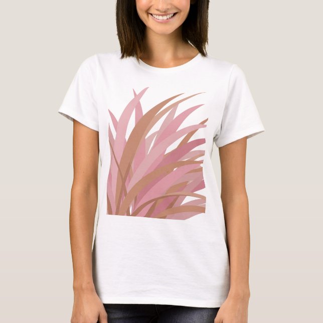 T-shirt Feuilles roses WITTY sur fond noir (Devant)