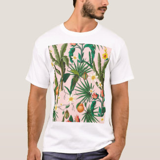 T-shirt Feuilles tropicales, fleur, motif de fruits.