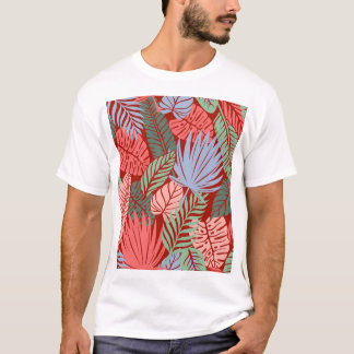 T-shirt Feuilles Tropicaux Doodle : Tiré À La Main Noire