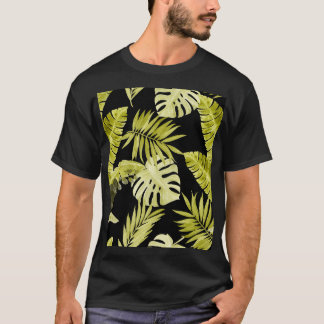 T-shirt Feuilles tropicaux, orchidées, motif aquarelle.