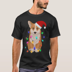 T-shirt Feux d'arbre de Noël de Chien Corgi