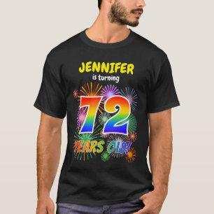 T-shirt Feux d'artifice amusants, aspect arc-en-ciel "72",