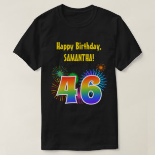 T-shirt Feux d'artifice amusants + Motif arc-en-ciel "46"