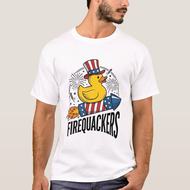 T-shirt Feux d'artifice Canard Patriotique Conception de C (Devant)