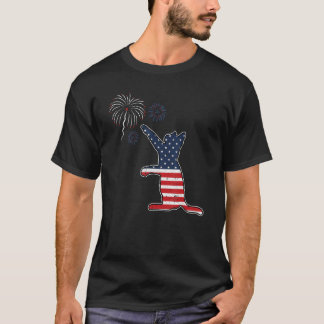 T-shirt Feux d'artifice de chat 4 juillet Drapeau américai