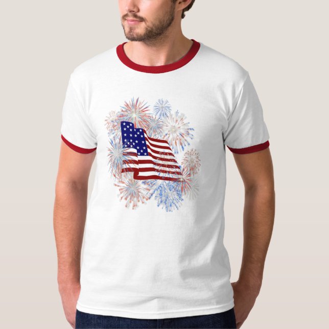T-shirt Feux d'artifice de drapeau américain de KRW (Devant)