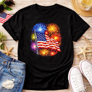 T-shirt Feux d'artifice de drapeau patriotique 