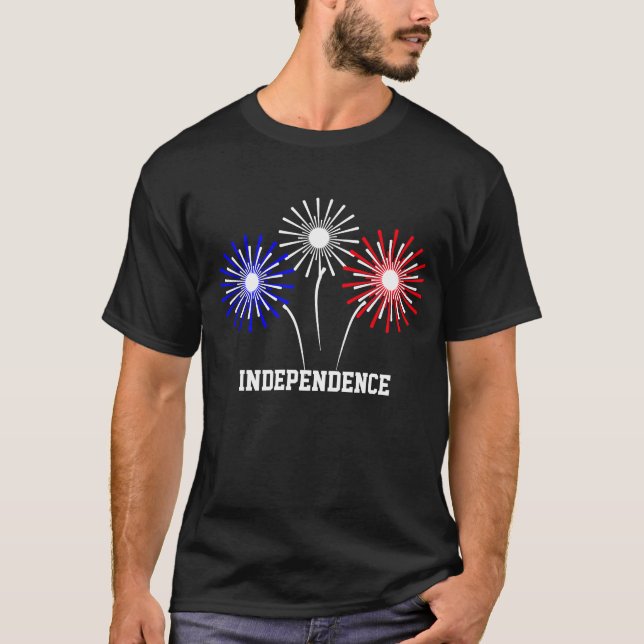 T-shirt Feux d'artifice d'indépendance Bleu Rouge Blanc (Devant)