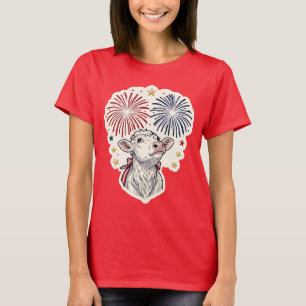 T-shirt Feux d'artifice et étoiles de veau patriotiques 