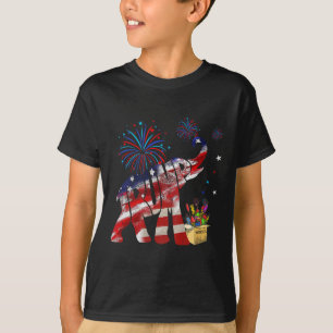T-shirt Feux d'artifice joyeux éléphant républicain merica