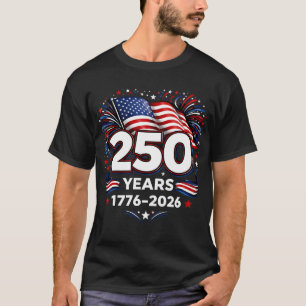 T-shirt Feux d'artifice patriotiques 250 ans d'indépendanc