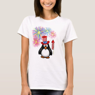 T-shirt Feux d'artifice patriotiques mignons de pingouin 4