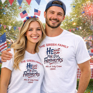 T-shirt Feux d'artifice Rouge Blanc Bleu 4 juillet Famille