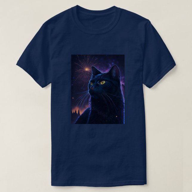 T-shirt Feux de chat noir (Design devant)