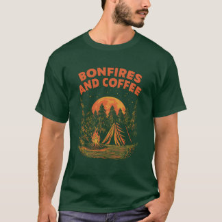 T-shirt Feux de joie et café Camping amateur de café campe