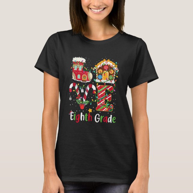 T-shirt Feux de Noël Amour 8e année Enseignant Noël (Devant)