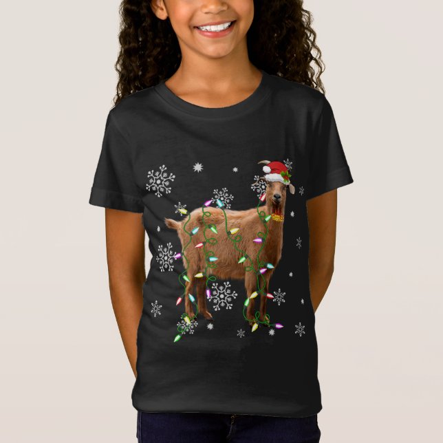 T-Shirt Feux de Noël Amoureux de chèvre Amusant Noël Noël  (Devant)