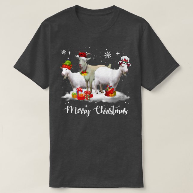 T-shirt Feux de Noël Chèvre XMas Pyjama (Design devant)
