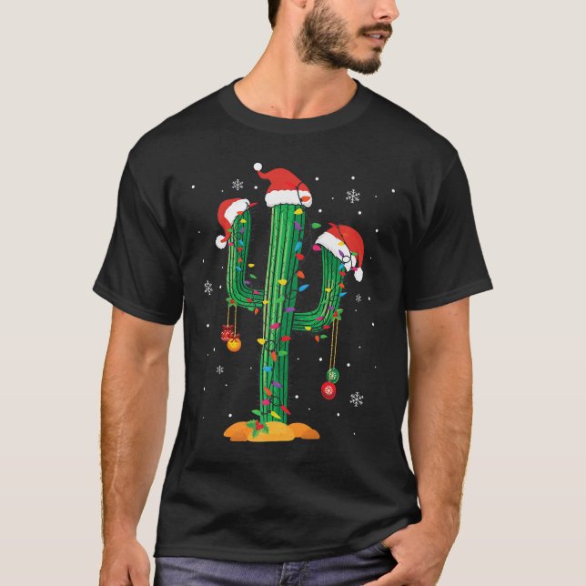 T-shirt Feux de Noël de Cactus Noël amusants Noël (Devant)