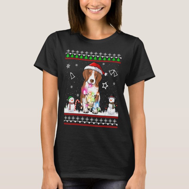 T-shirt Feux de Noël de Chien beagle Luminaires de Noël la (Devant)