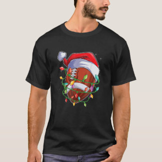 T-shirt Feux de Noël de football Sport Noël Noël Père Noël