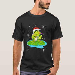T-shirt Feux de Noël de grenouille Led Santa Hat Noël