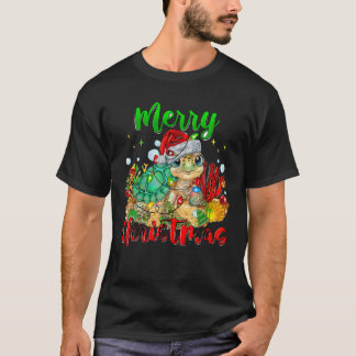 T-shirt Feux de Noël de la tortue de mer Drôle Joyeux Noël