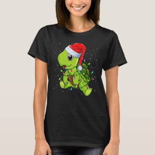 T-shirt Feux de Noël de la tortue de mer Santa Hat Joyeux