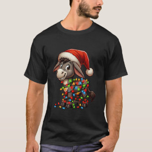 T-shirt Feux de Noël de l'âne Santa Chapeau Noël Filles ga