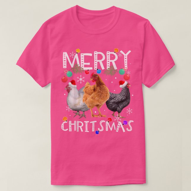 T-shirt Feux de Noël de poulet Joyeux Noël Poulet (Design devant)