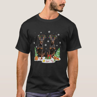 T-shirt Feux de Noël Doberman Doberman Chien correspondant