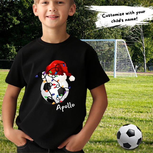 T-shirt Feux de Noël du bal de football Santa Hat Enfants  (Créateur téléchargé)
