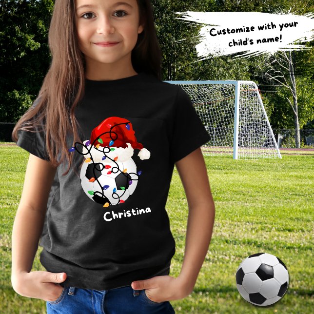 T-shirt Feux de Noël du bal de football Santa Hat Enfants  (Créateur téléchargé)