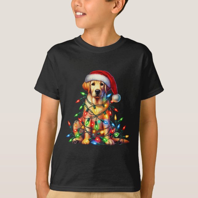 T-shirt Feux de Noël du Labrador Amoureux des chiens de Sa (Devant)