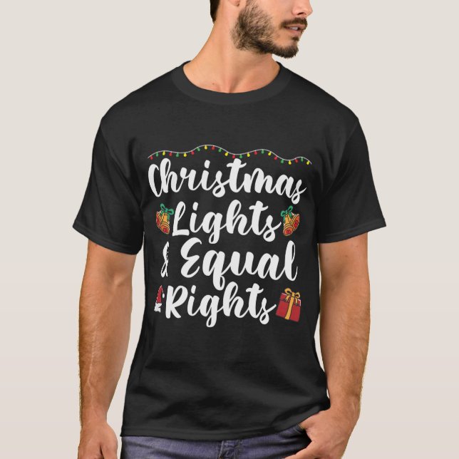 T-shirt Feux de Noël et égalité des droits (Devant)