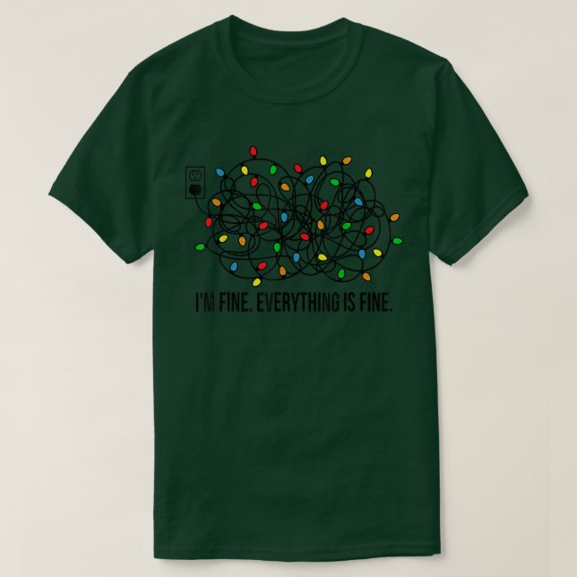 T-shirt Feux de Noël Je vais bien Tout va bien laide (Design devant)