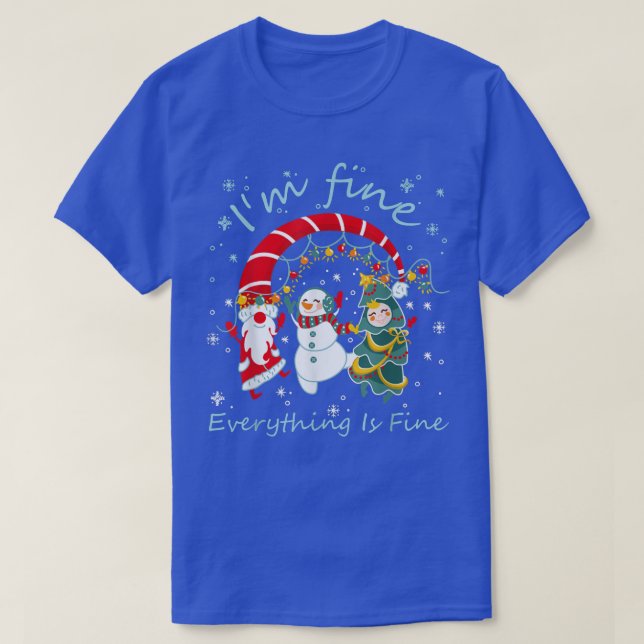T-shirt Feux de Noël Je vais bien Tout va bien Père Noël (Design devant)