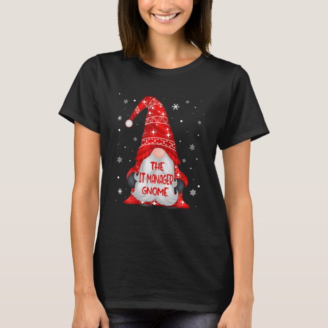 T-shirt Feux de Noël Le responsable informatique Gnome Mat (Devant)