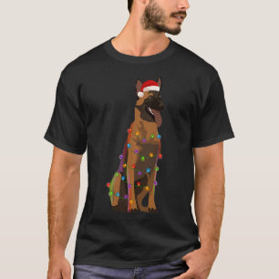 T-shirt Feux de Noël Malinois belge Amoureux des chiens de