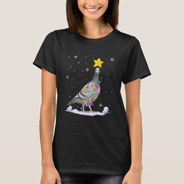 T-shirt Feux de Noël Pigeon Animaux (Devant)