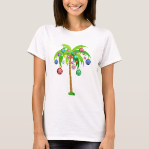 T-shirt Feux de Noël plage de hawaii de palmiers tropicaux