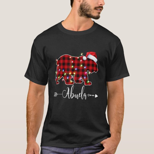 T-shirt Feux de Noël Pyjama correspondant Rouge Plaid Abue (Devant)