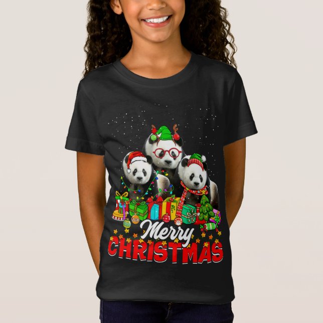 T-Shirt Feux de Noël Pyjama Panda Ours Anima (Devant)