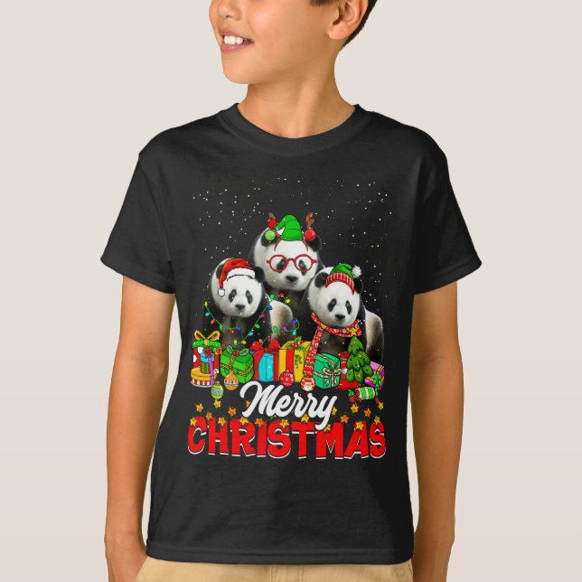 T-shirt Feux de Noël Pyjama Panda Ours Anima (Devant)